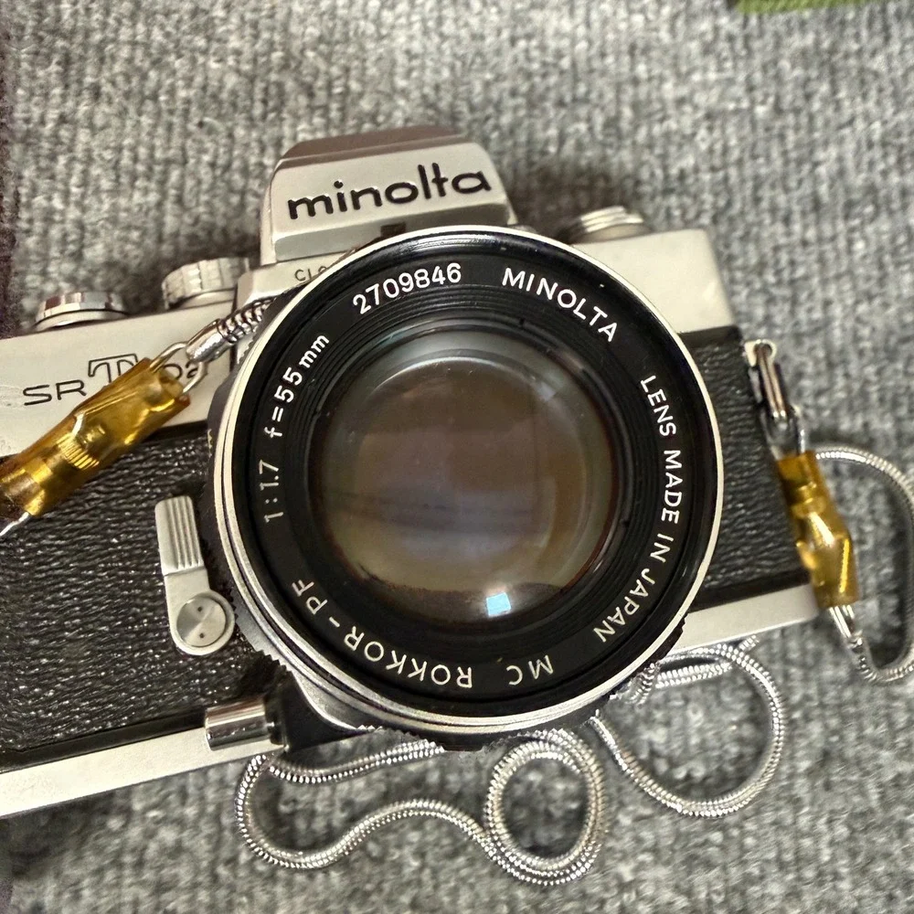 Minolta SR-T 102 Film Camera Black F:55M With Leather Bag 9.5X9X7 Japan
